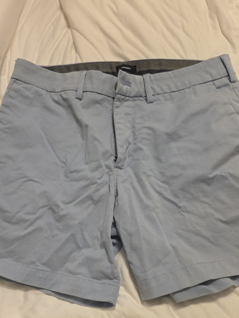 Express Men's Light Blue Flat Front Chino Shorts